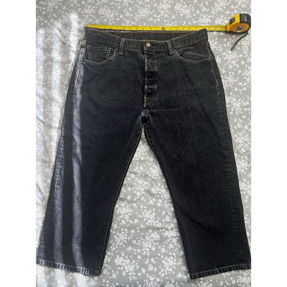 Levi's 501 Men's Black Dark Wash Straight Fit Stretch Denim Jeans 5-Pocket 40x30